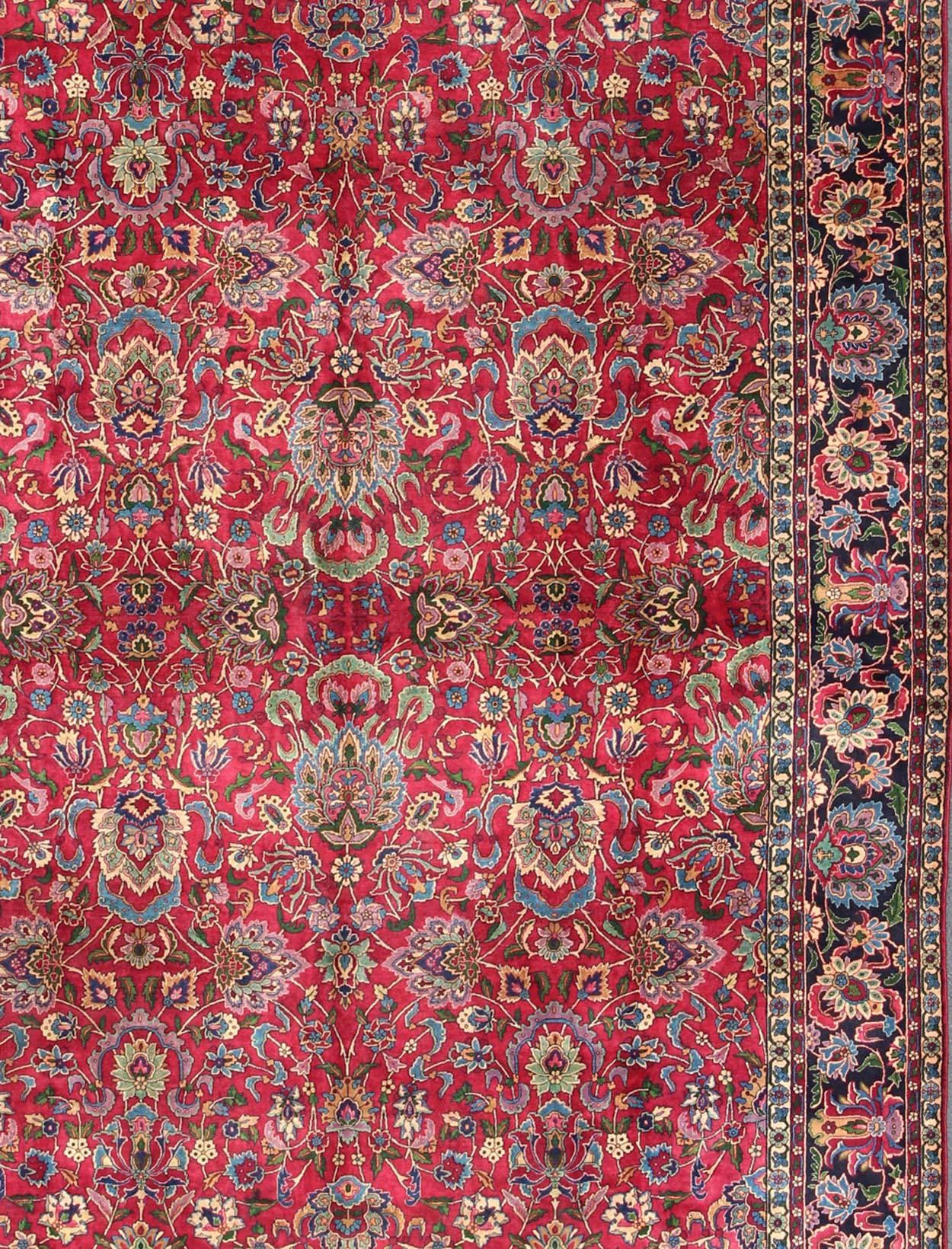 Antique Indian Agra Carpet with Raspberry Color and Fine Shinny Wool In Good Condition For Sale In Atlanta, GA