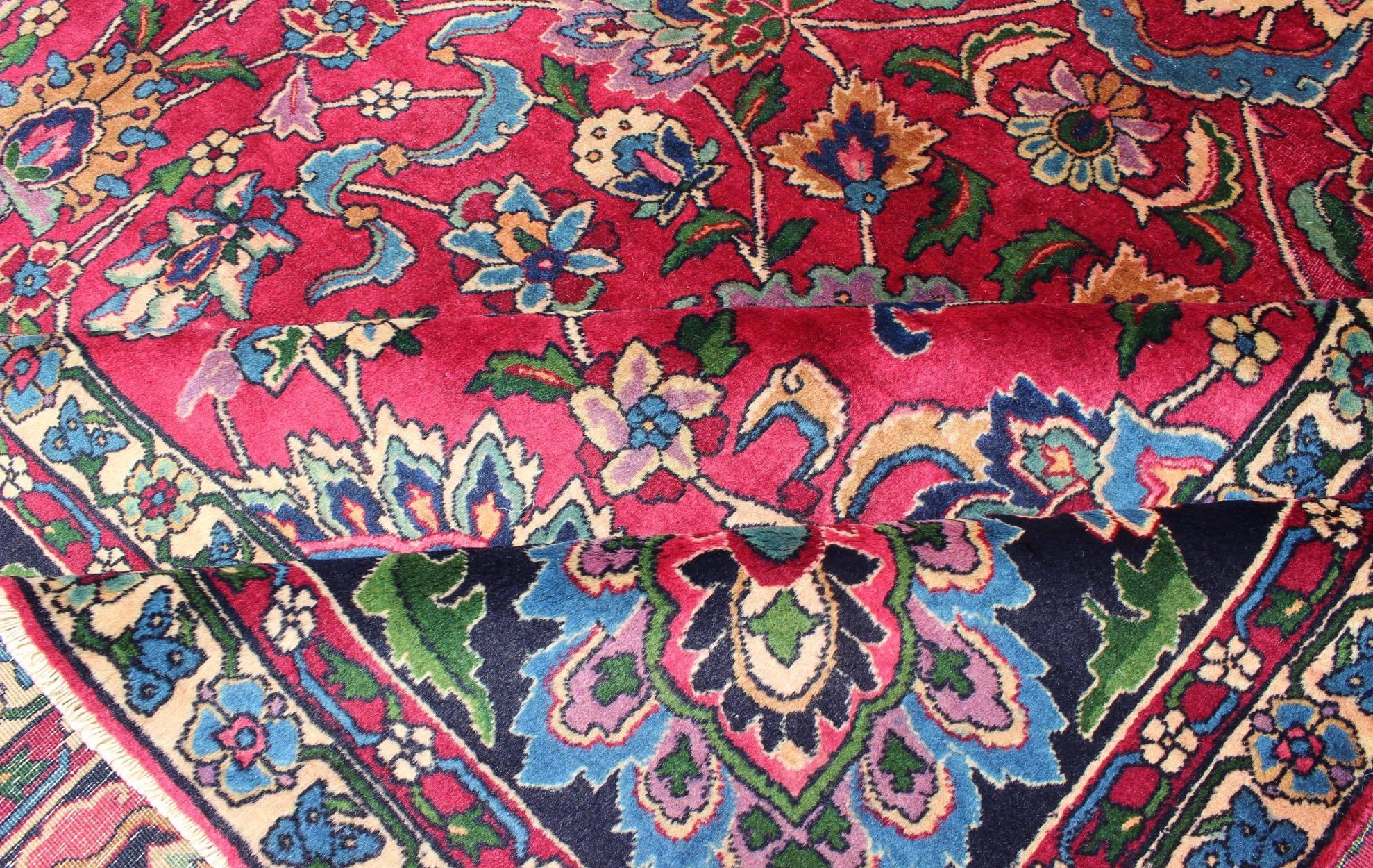 20th Century Antique Indian Agra Carpet with Raspberry Color and Fine Shinny Wool For Sale