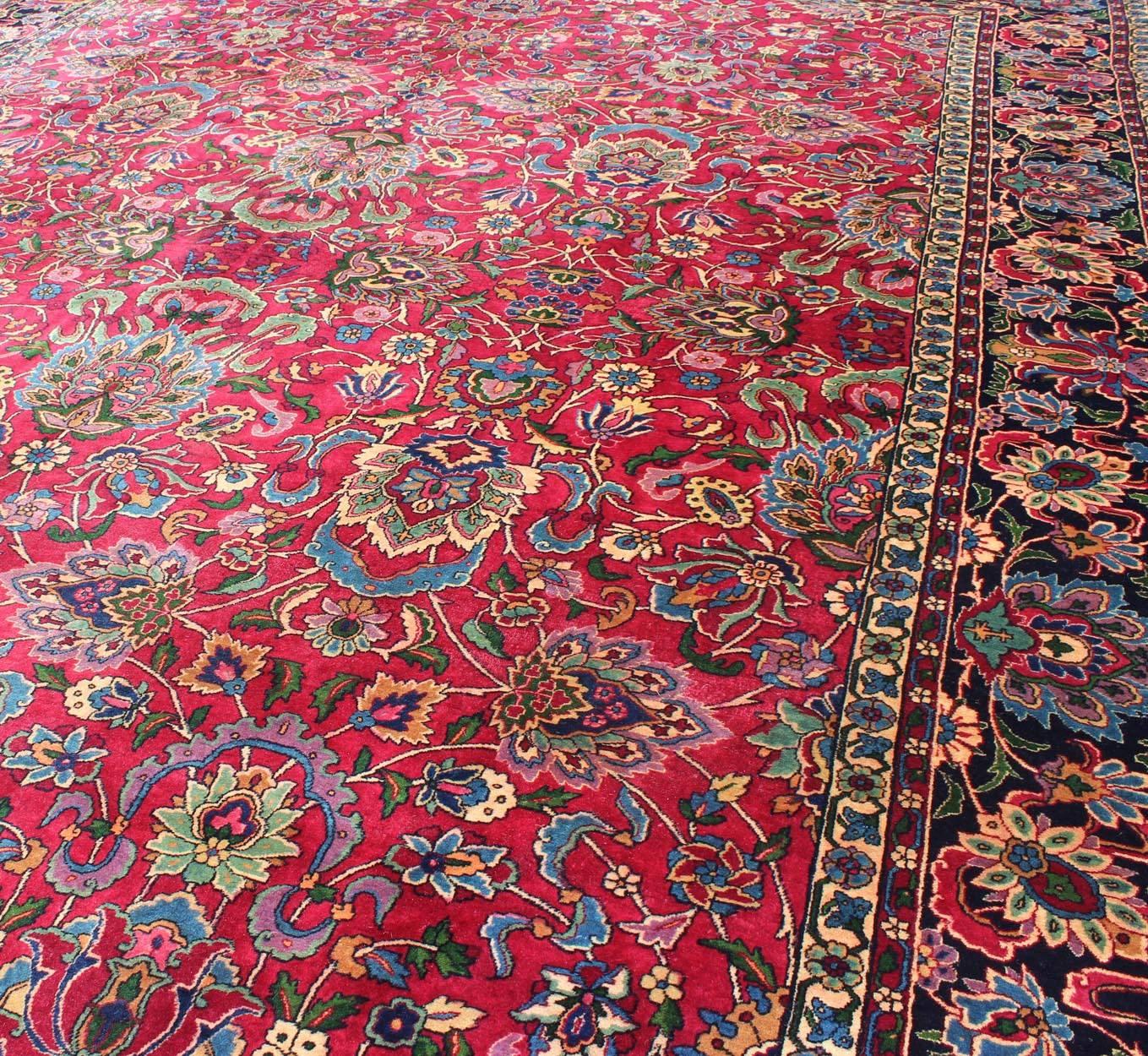 Antique Indian Agra Carpet with Raspberry Color and Fine Shinny Wool For Sale 4