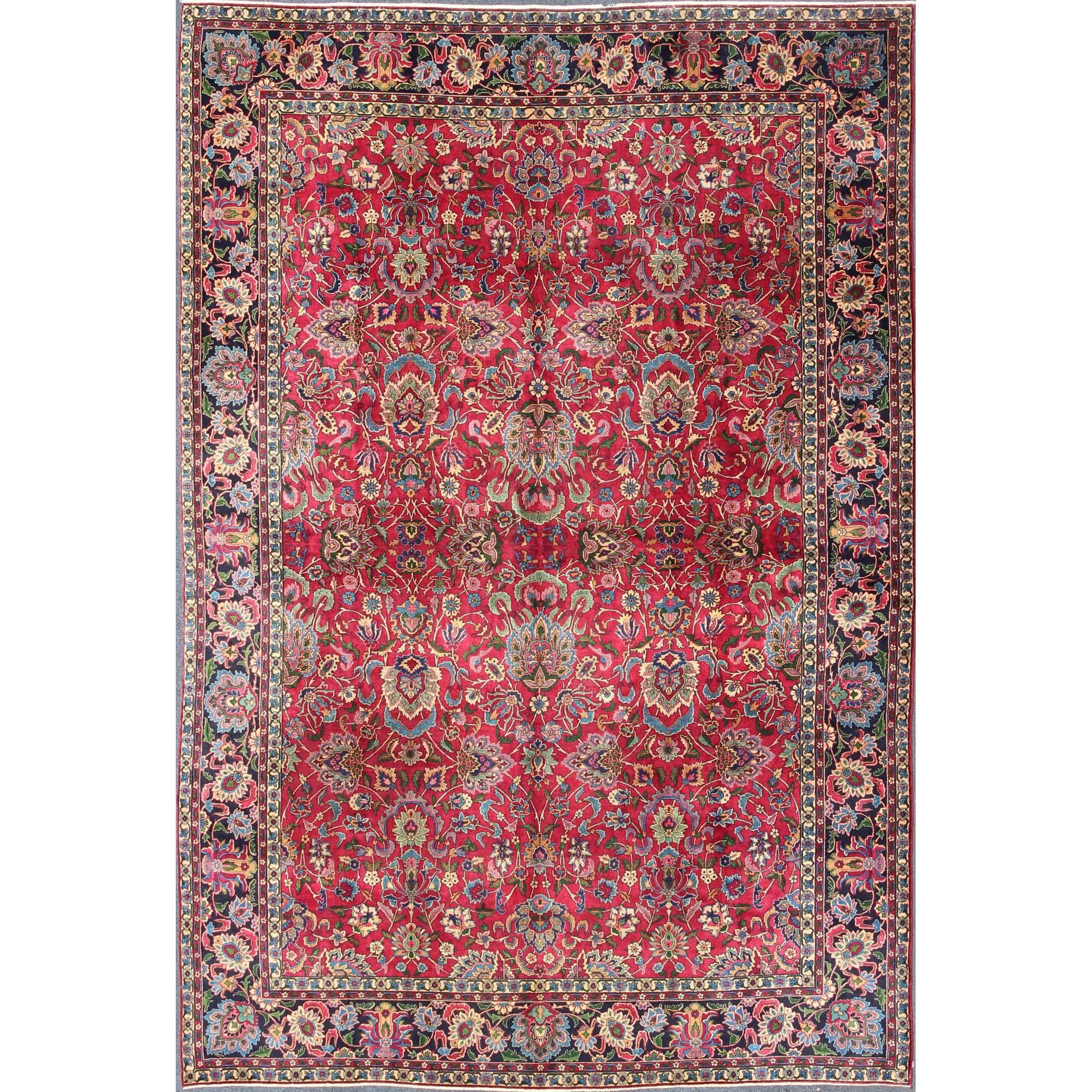 Antique Indian Agra Carpet with Raspberry Color and Fine Shinny Wool