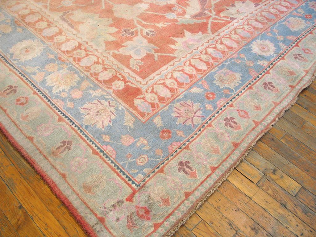 Hand-Knotted Early 20th Century Indian Cotton Agra Carpet ( 12' x 12' - 365 x 365 ) For Sale