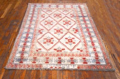 1920s Ivory and White Antique Indian Agra Hand Knotted Rug 4'3" x 6'5"