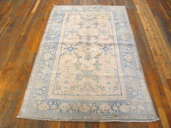 1920s White 4Star Antique Indian Cotton Agra Carpet 4' x 5'7" Knotted Wool Rug