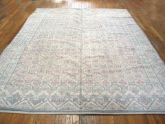Sublime Ivory Background Color Geometric Design Antique Indian Agra Cotton Rug