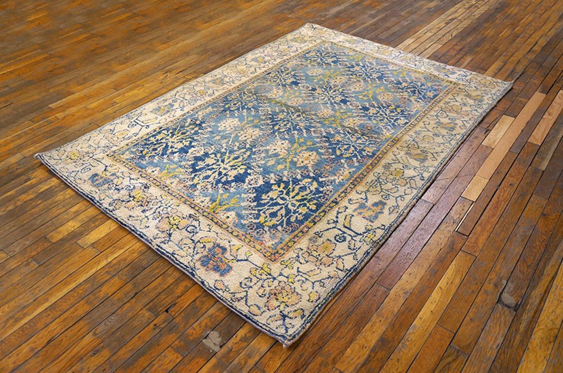 Annodato a mano Tappeto in cotone indiano Agra dei primi del Novecento ( 4' x 6'10