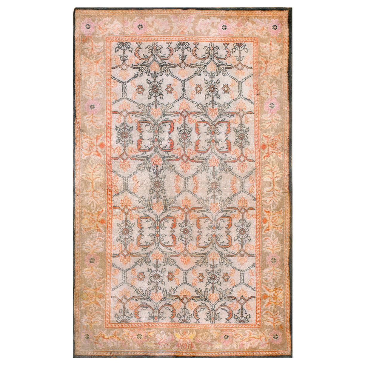 Tappeto in cotone indiano di Agra dell'inizio del XX secolo ( 4'6" x 7'4" - 137 x 224 )