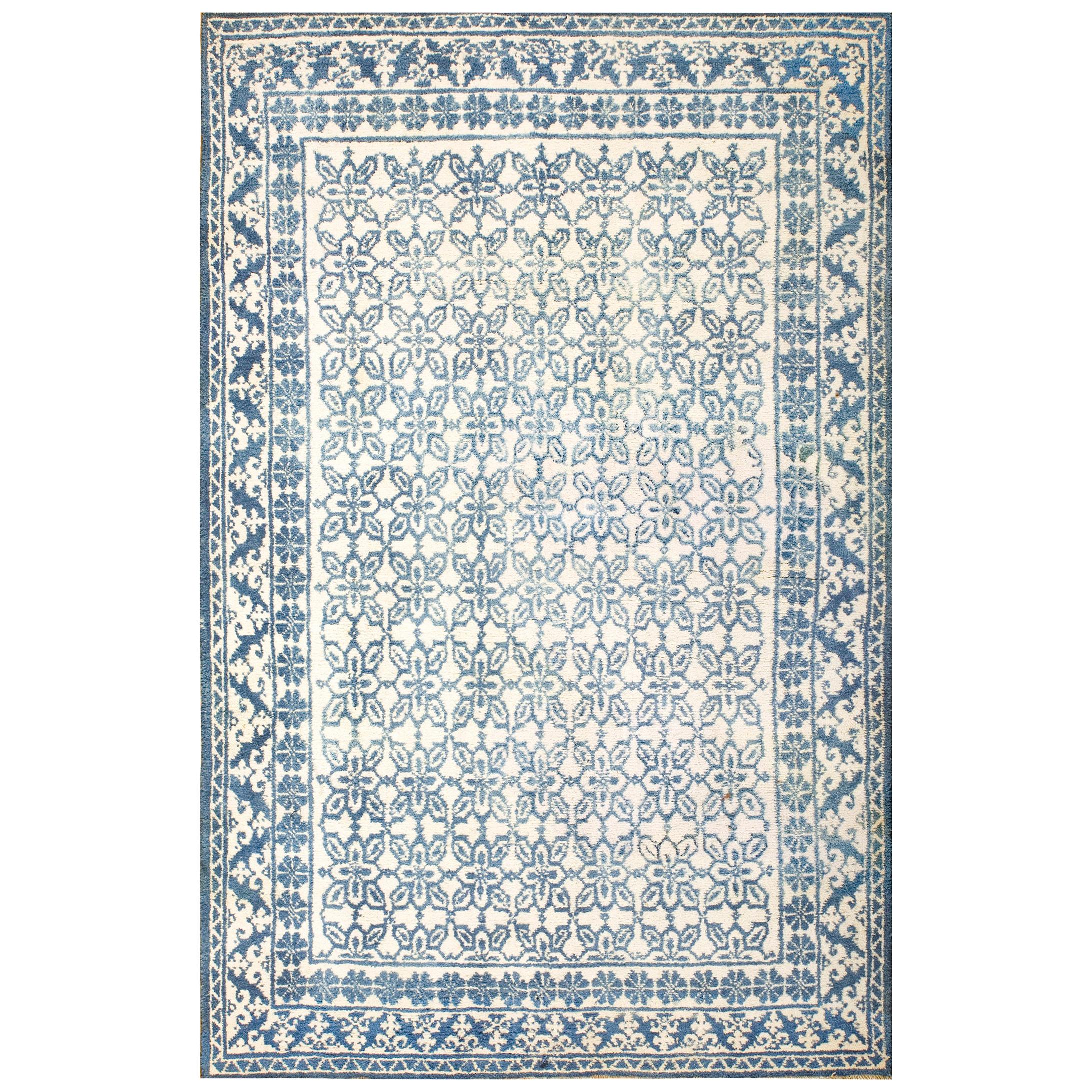 1930s N. Indian Agra Cotton Carpet ( 4'6" X 7' - 137 X 213 )