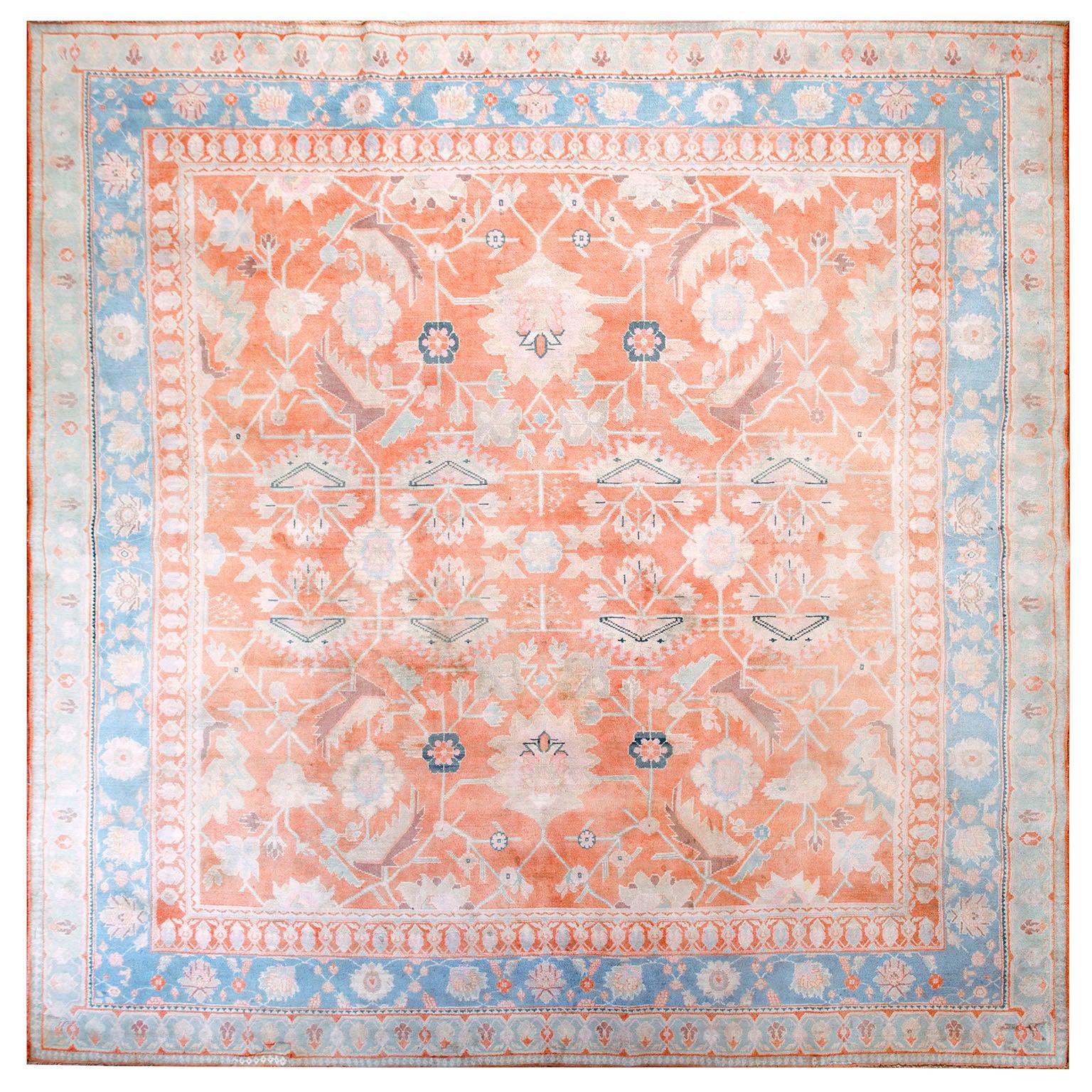 Early 20th Century Indian Cotton Agra Carpet ( 12' x 12' - 365 x 365 ) For Sale