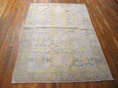 1920s Ivory Swastika 4Star Antique Indian Cotton Agra Carpet 4'2"x6'4" Wool Rug