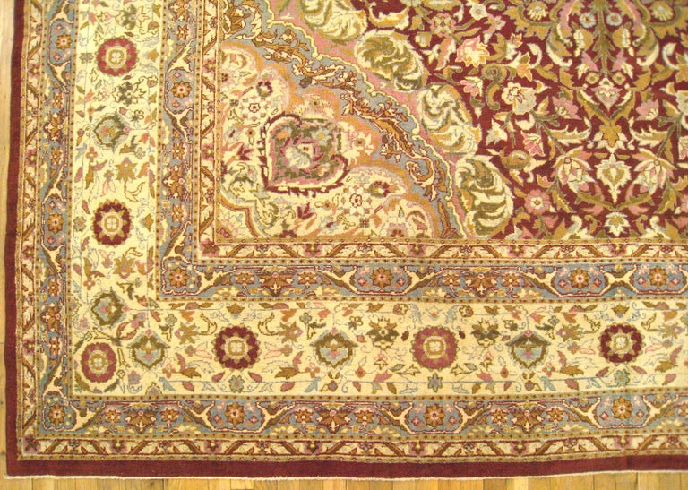 Antique Indian Agra Oriental Rug, Room Size, W/ Central Medallion For ...