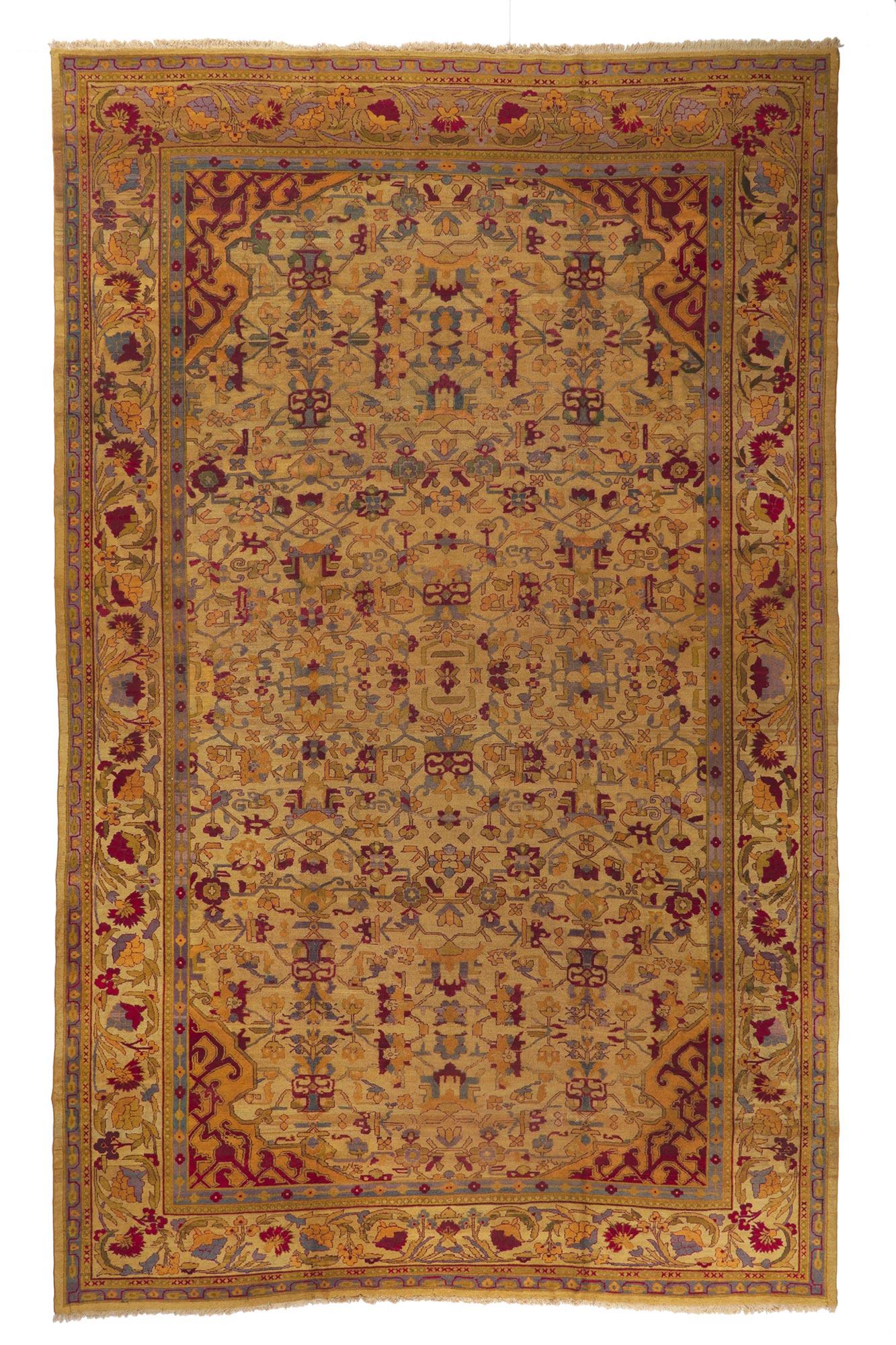 1880s Oversized Antique Indian Agra Rug, Hotel Lobby Size Carpet For Sale 2