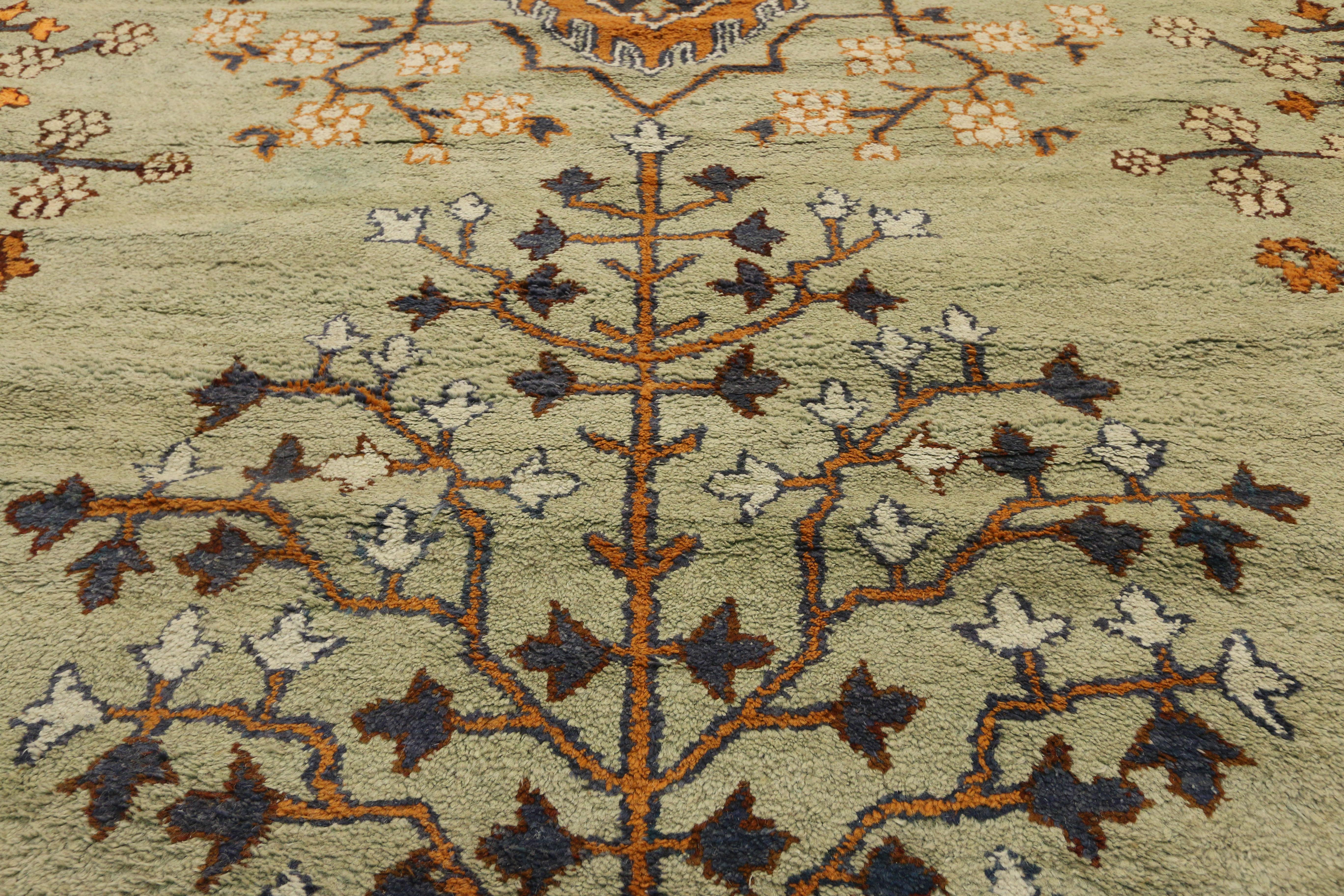 72173 Tapis ancien indien de taille palais d'Agra avec arbre de vie en saule pleureur. À la fin du XIXe siècle, Agra a commencé à produire des tapis de style persan en laine ou en soie commandés par des entreprises britanniques et européennes. Cette