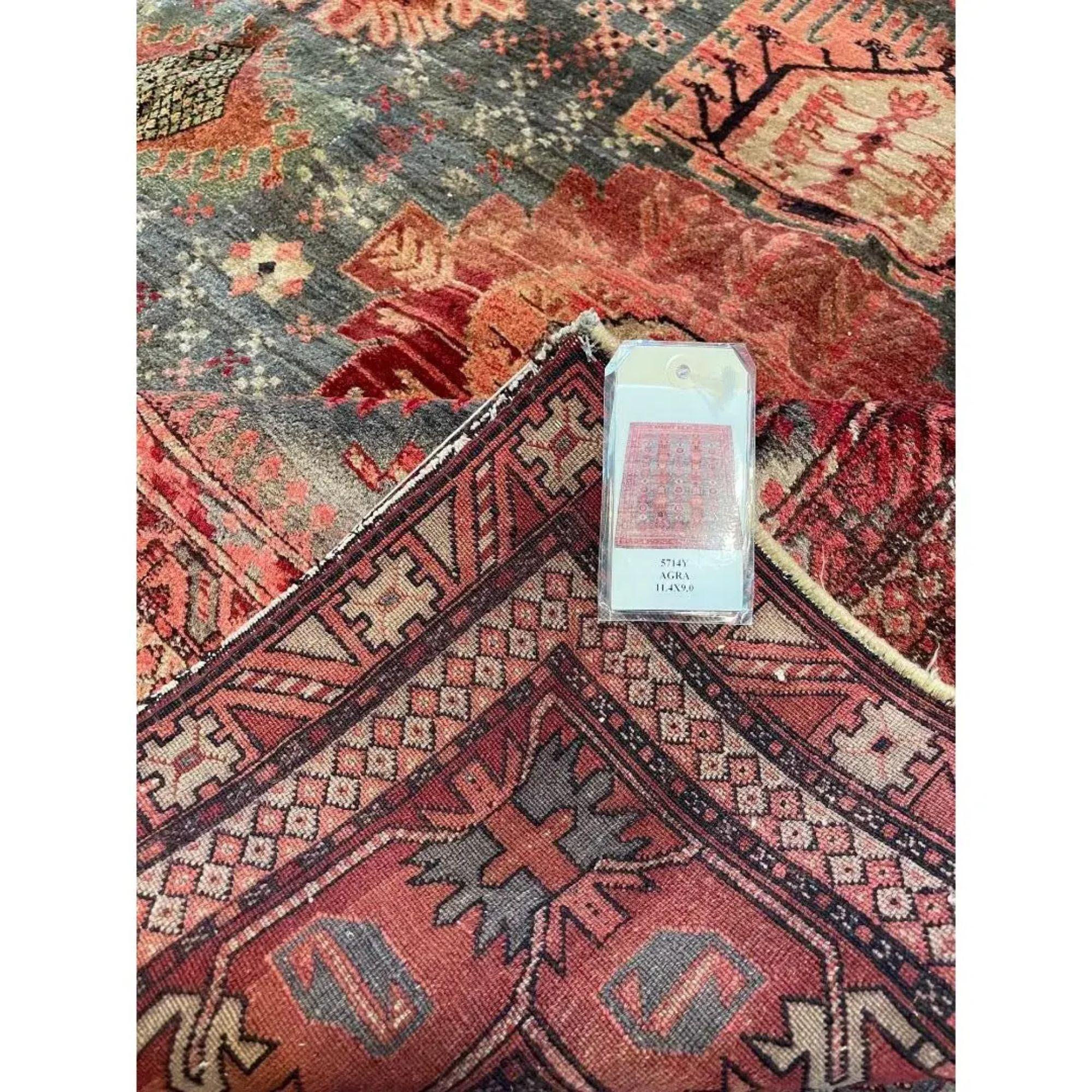 Wool Antique Indian Agra Rug - 11'4'' X 9'0'' For Sale