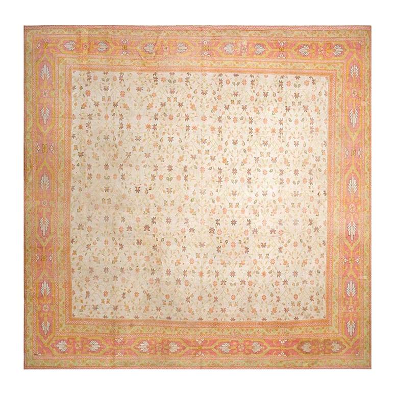 Late 19th Century Indian Cotton Agra Carpet ( 11'6" x 11'8" - 350 x 355 cm )