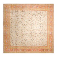 Antique Late 19th Century Indian Cotton Agra Carpet ( 11'6" x 11'8" - 350 x 355 cm )