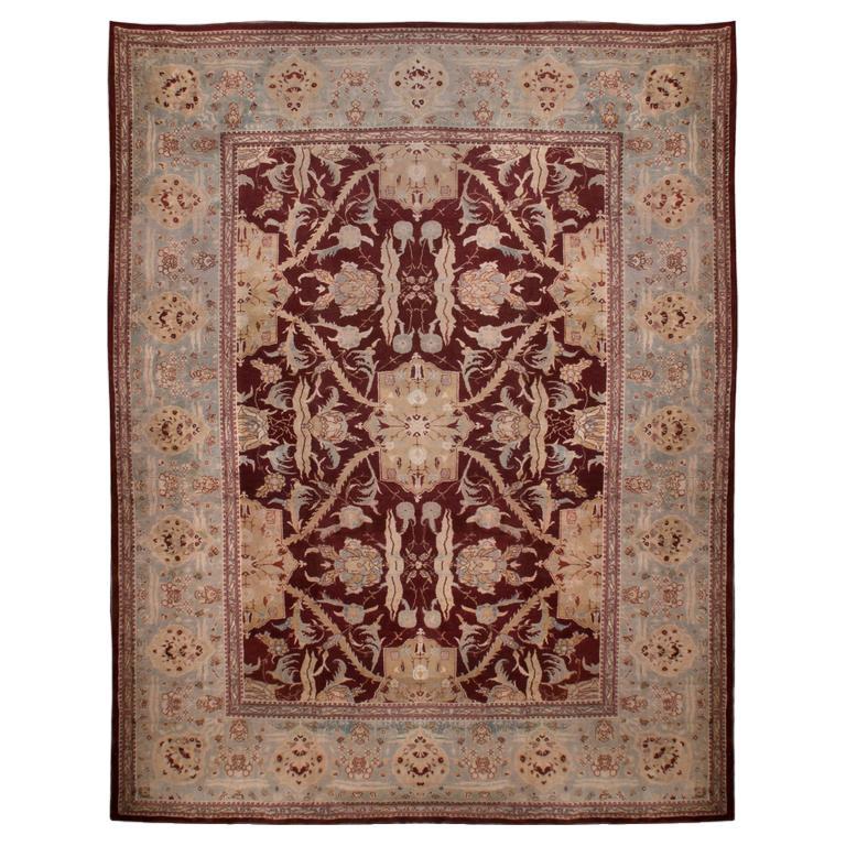 Antique Indian Agra Rug  12'6x15'7 For Sale