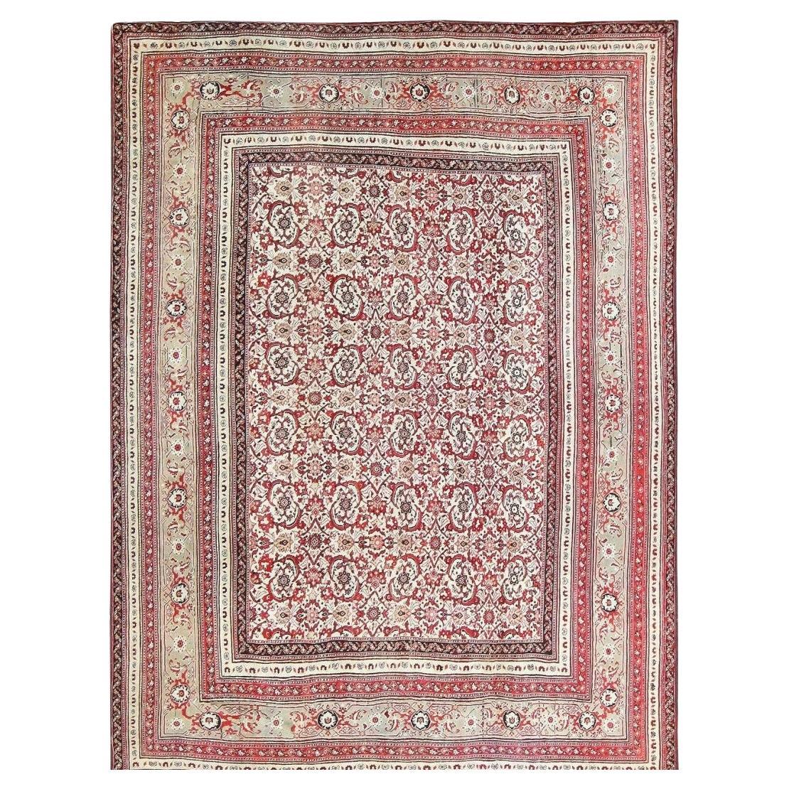 ANTIQUE INDIAN AGRA RUG, 13 ft 10 in x 10 ft (4.22 m x 3.05 m). Circa 1910's.  For Sale