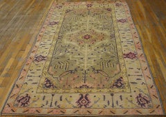 1900s Green Weeping Willow Peacock Antique Indian Agra Rug 4'0"x6'0" Carpet Wool