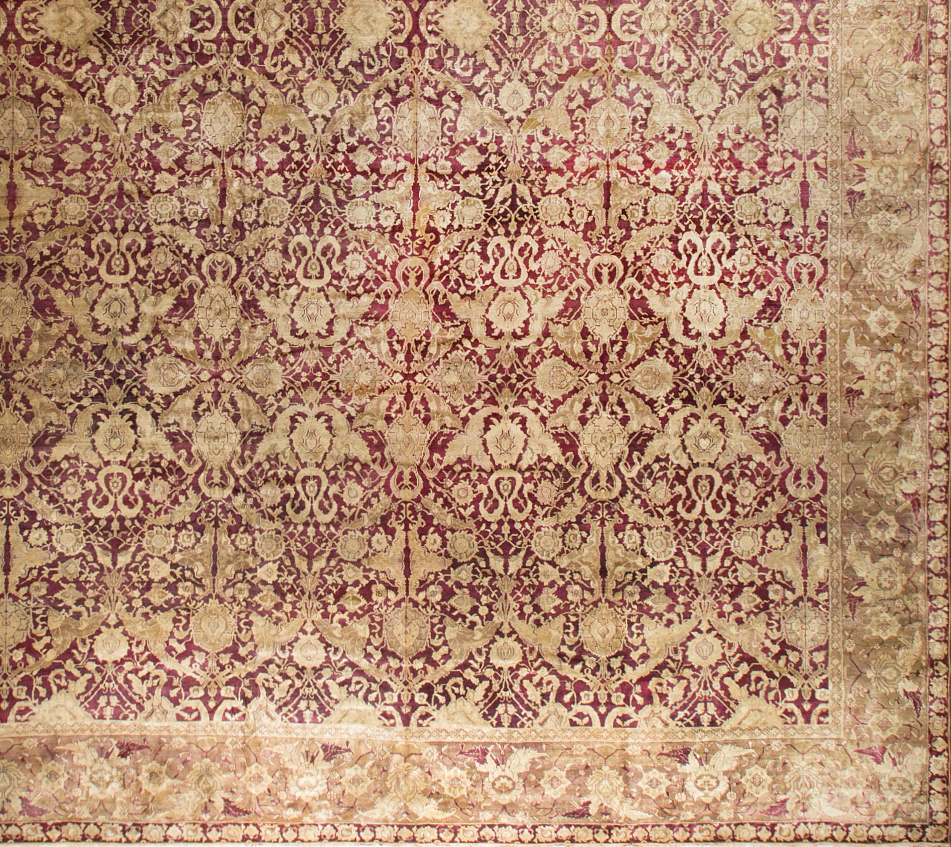 Hand-Woven Antique Indian Agra Rug, circa 1880  21'3 x 26'6 For Sale