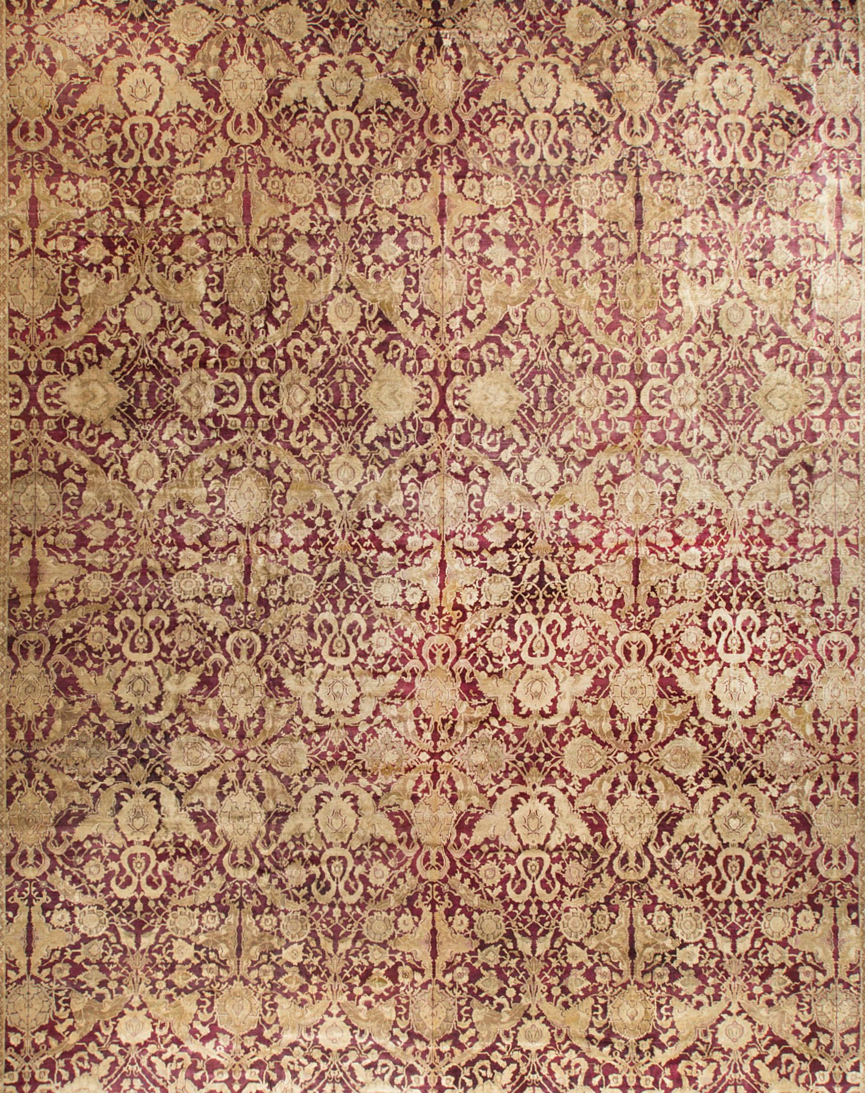 Antique Indian Agra Rug, circa 1880  21'3 x 26'6 In Good Condition For Sale In Secaucus, NJ