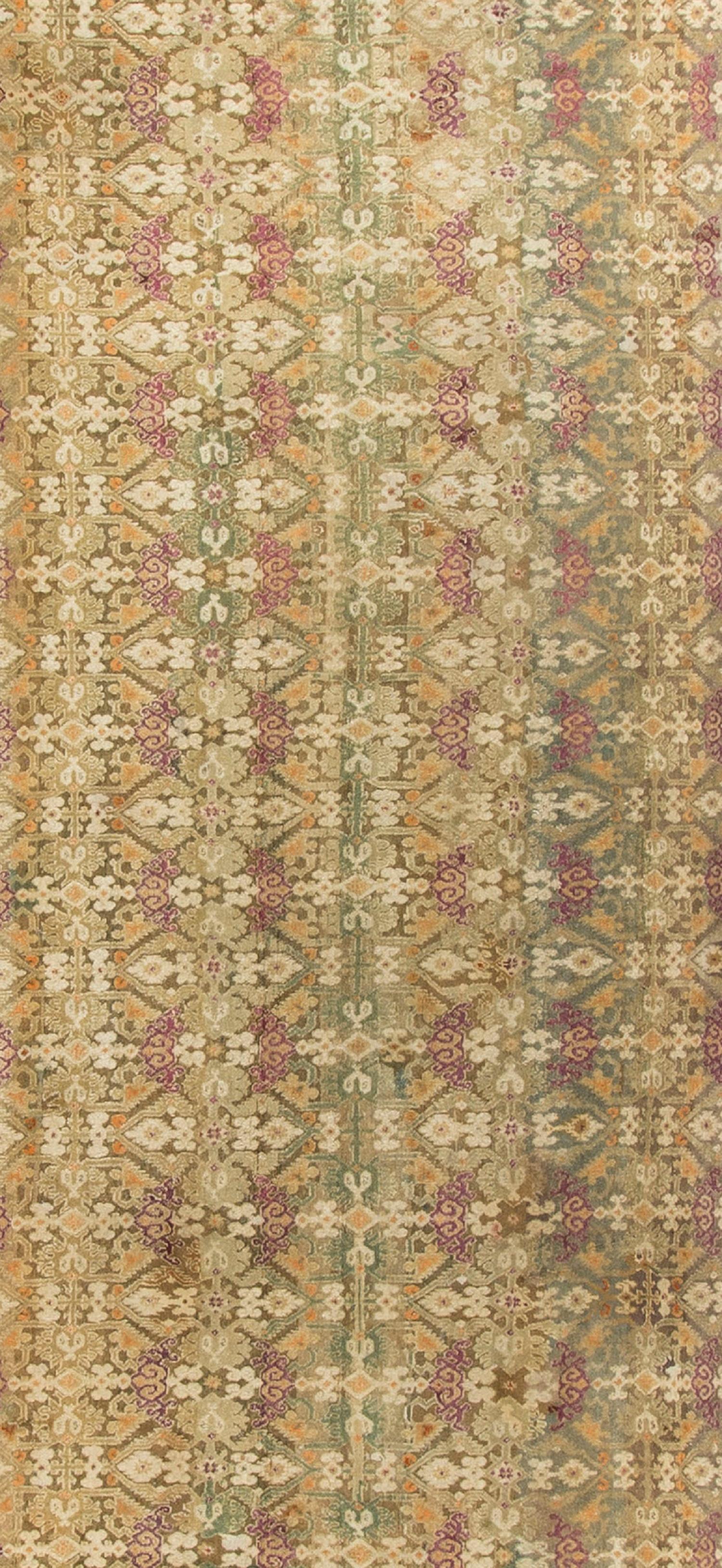 A wonderful antique Agra rug in an unusual hard to find size. Agra rugs and carpets of the 19th century are very desirable and are prized for their rich tonality, large sizes and traditional patterns.
 