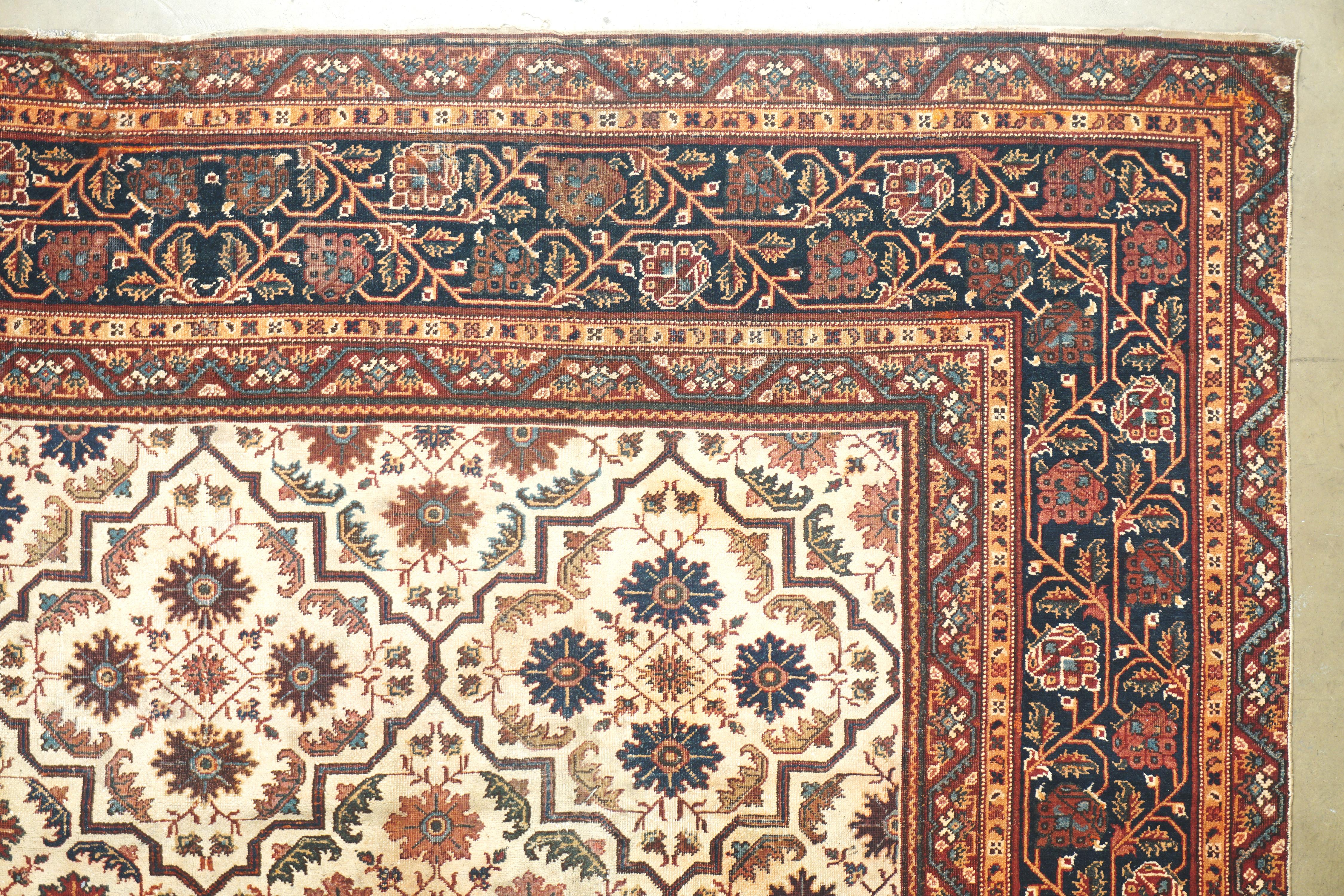 Hand-Knotted Antique Indian Agra Rug, circa 1890 For Sale