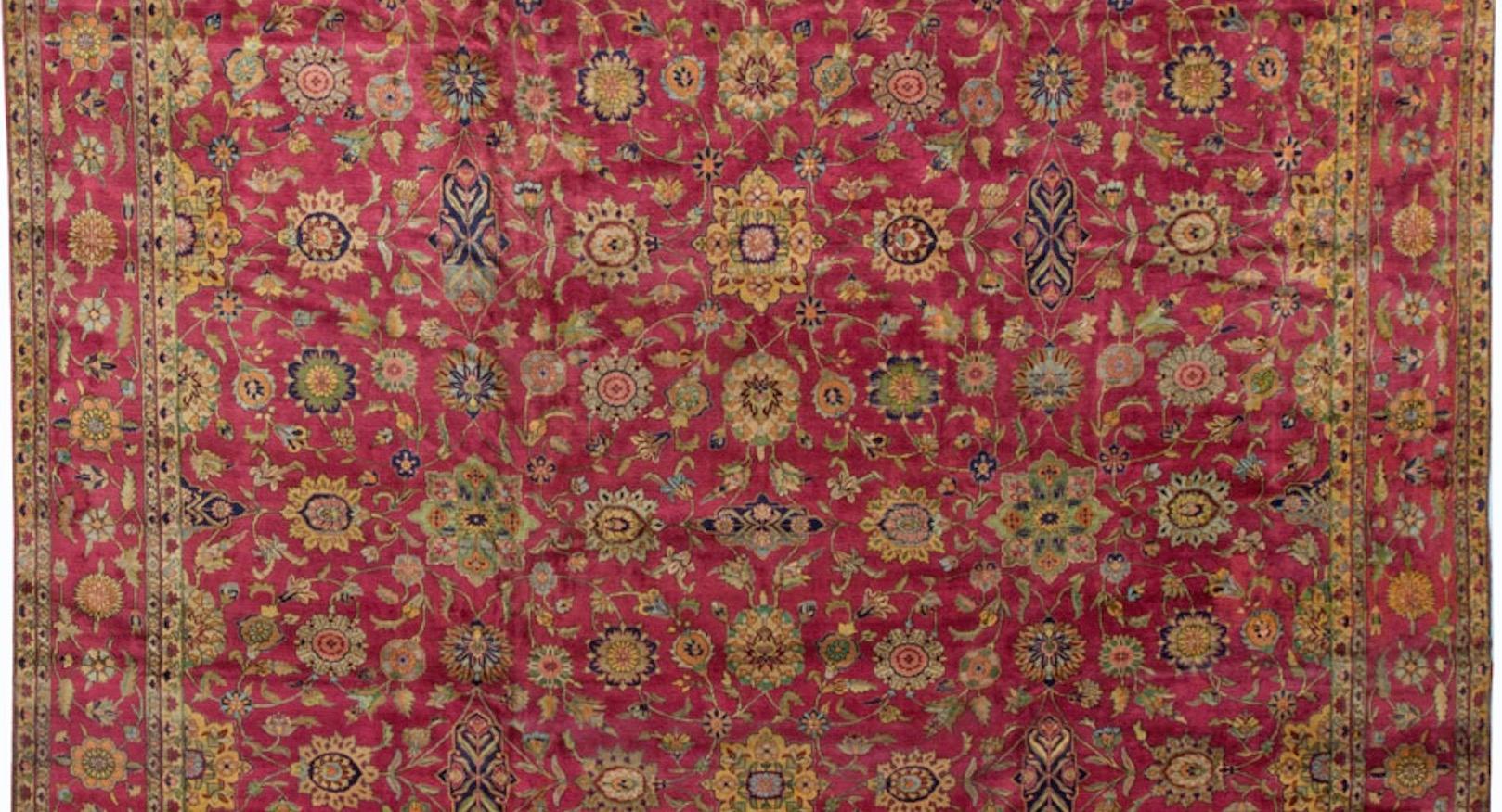 Hand-Woven Antique Indian Agra Rug, circa 1890 14'4 x 15'11 For Sale