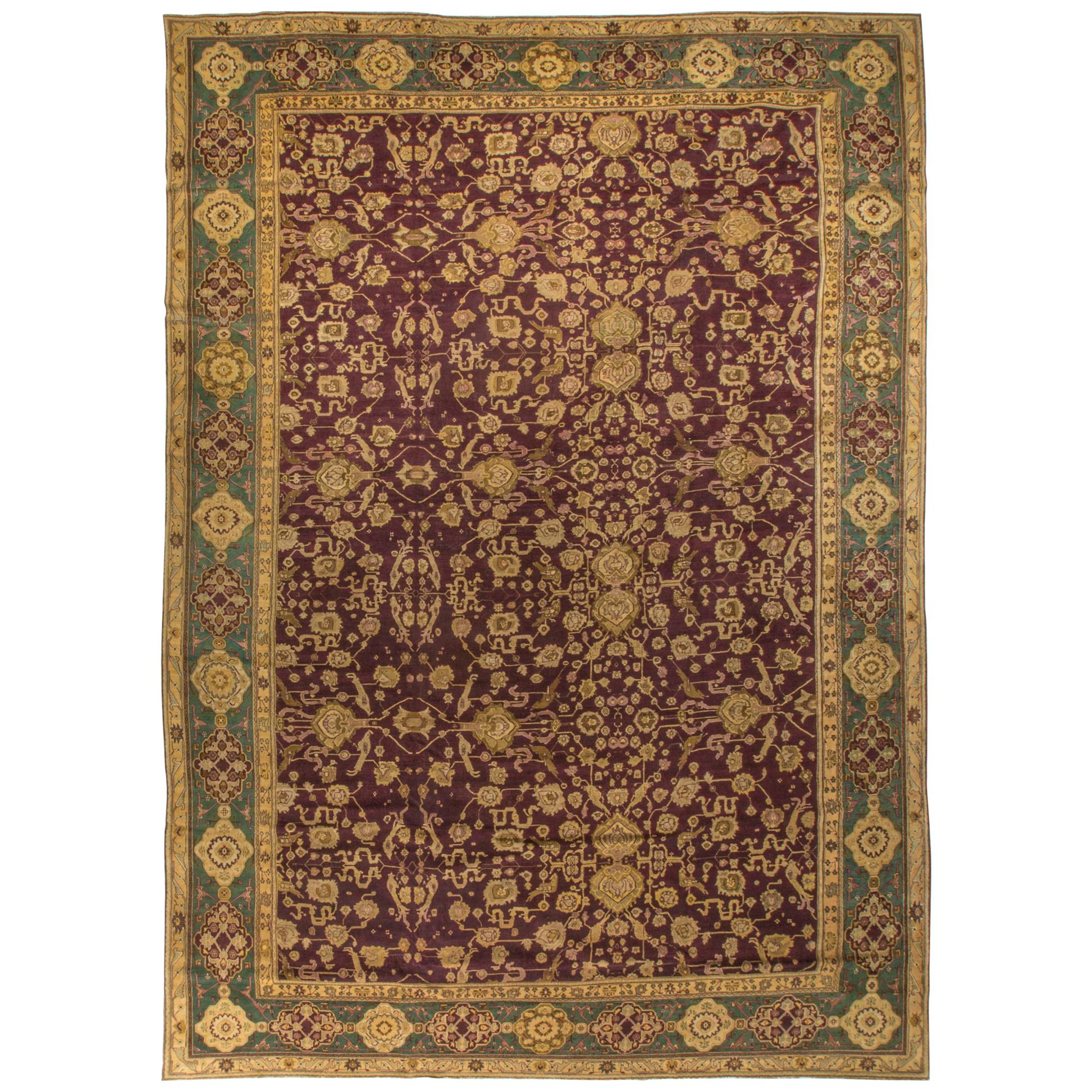 Antique Indian Agra Rug, circa 1890  13'6 x 19'7 For Sale