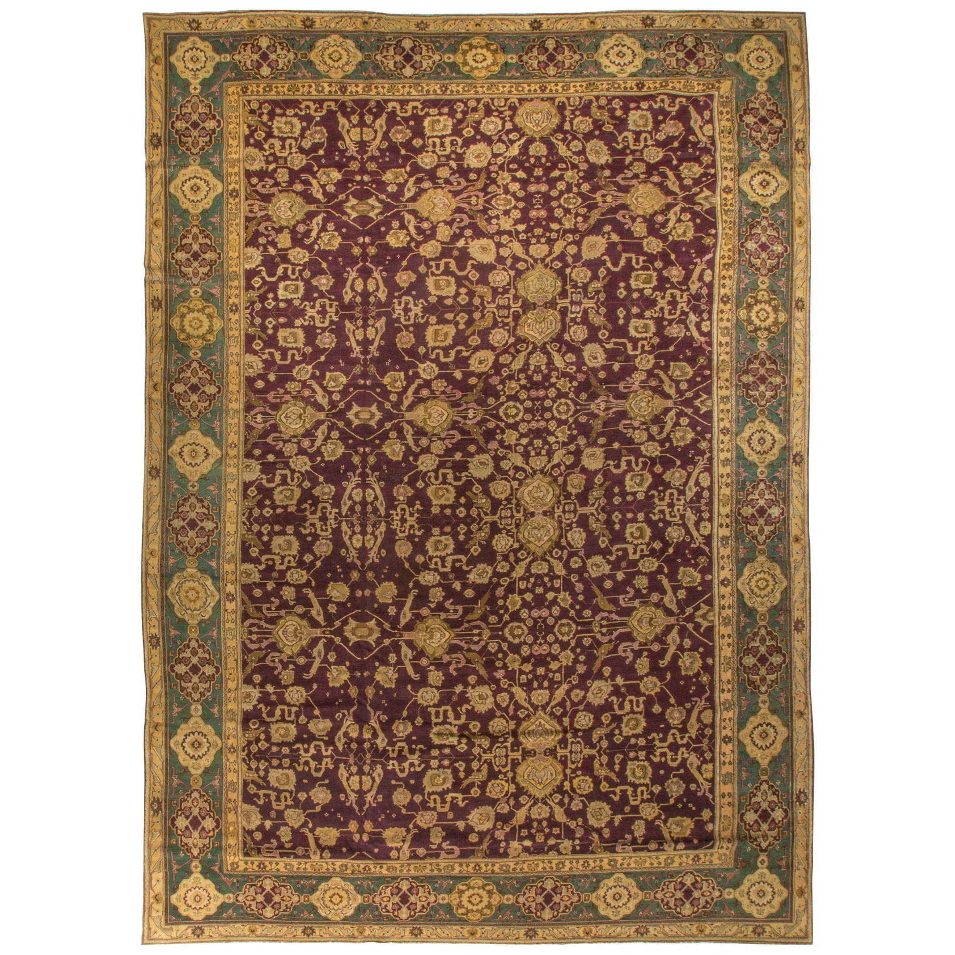 Tapis indien ancien Agra, datant d'environ 1890  13'6 x 19'7