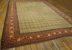 Amazing Ivory Ground & Red Border Allover-Floral Design Antique Indian Agra Rug