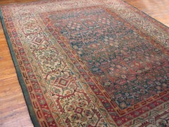 Stately Green Ivory Color Medallions Design Antique Indian Agra Rug 10' x 14'