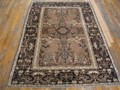 1920s Camel Abstract Antique Indian Agra Rug 4'6"x6'6" Handknotted Wool Carpet