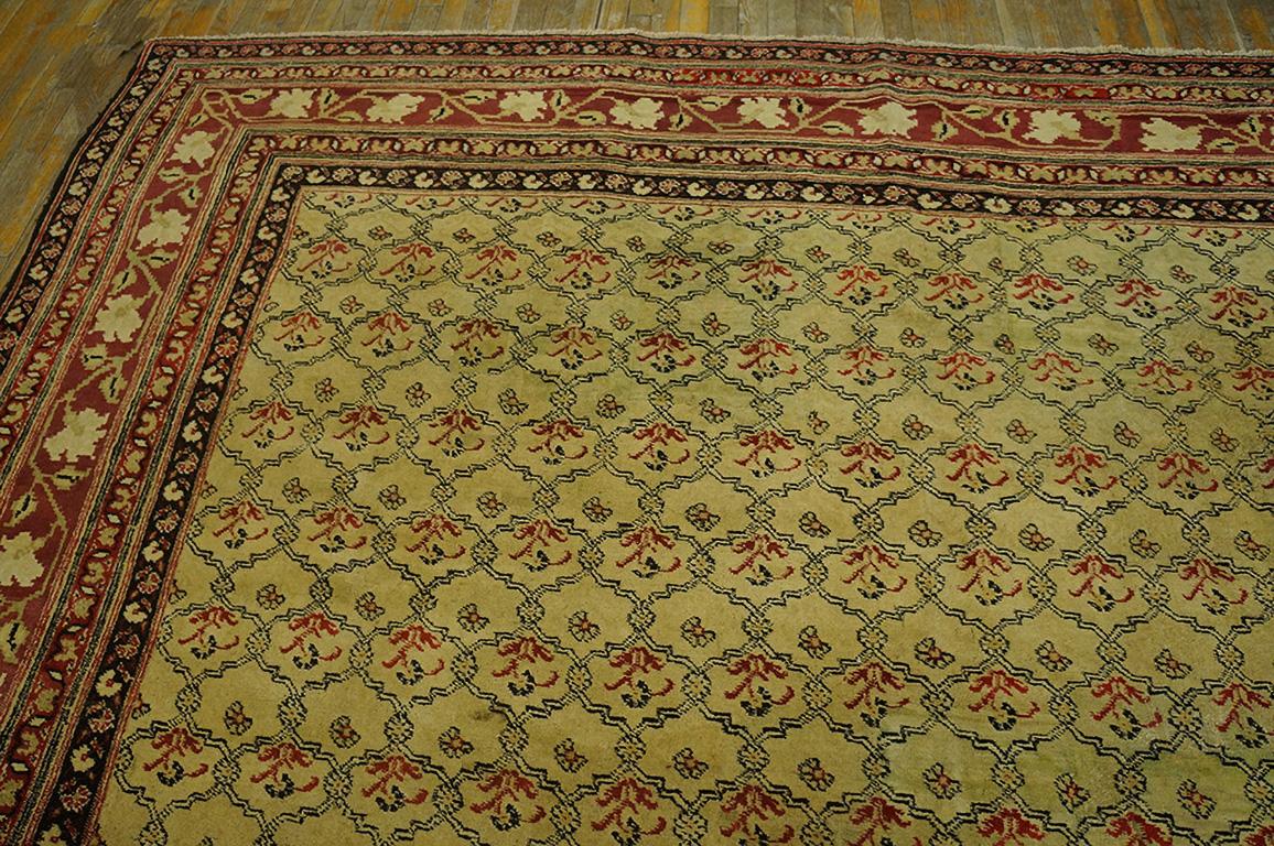 Hand-Knotted 19th Century N. Indian Agra Carpet ( 10'8