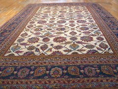 Lovely Ivory Background Decor Antique Indian Agra Cotton Rug with Floral Design