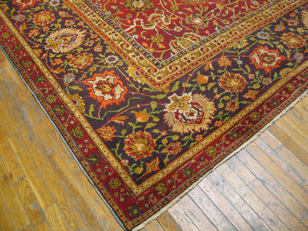 Hand-Knotted 19th Century Indian Agra Carpet ( 11'6