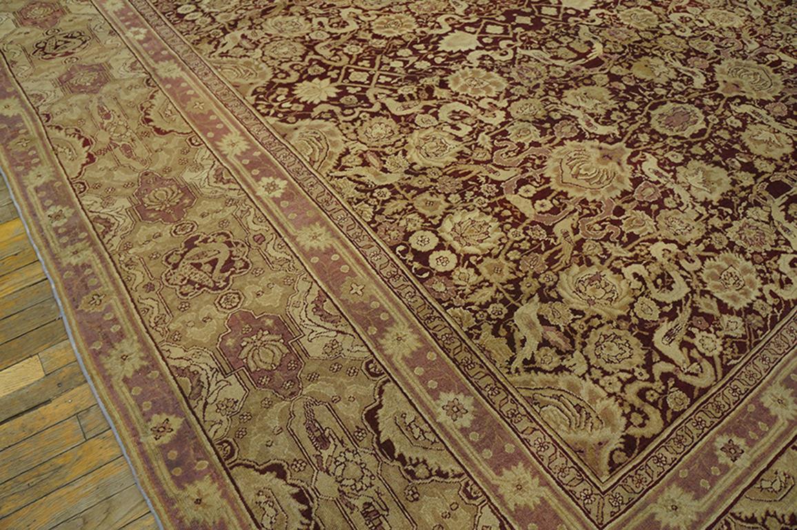 Hand-Knotted Mid 19th Century Indian Agra Carpet ( 15'8