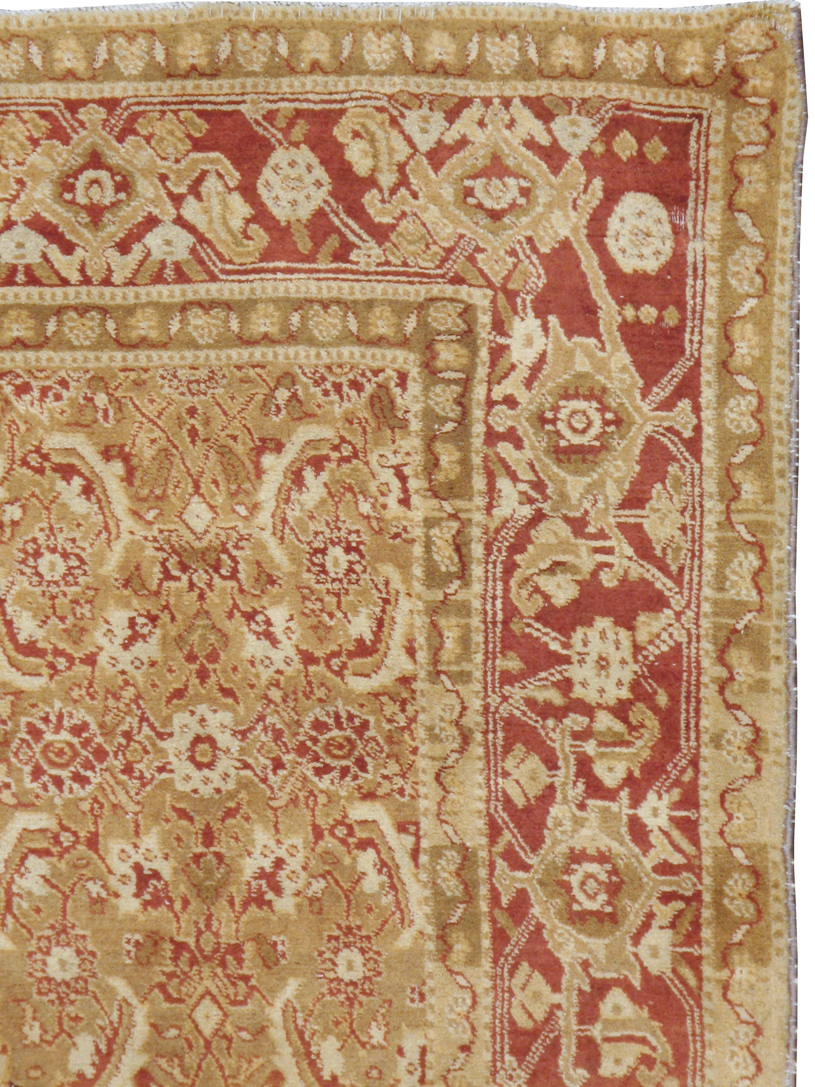 Rustic Antique Indian Agra Rug For Sale