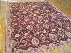 1890s Red Large Scale Herati Antique India Agra Carpet 8'6"x11' Knotted Wool Rug