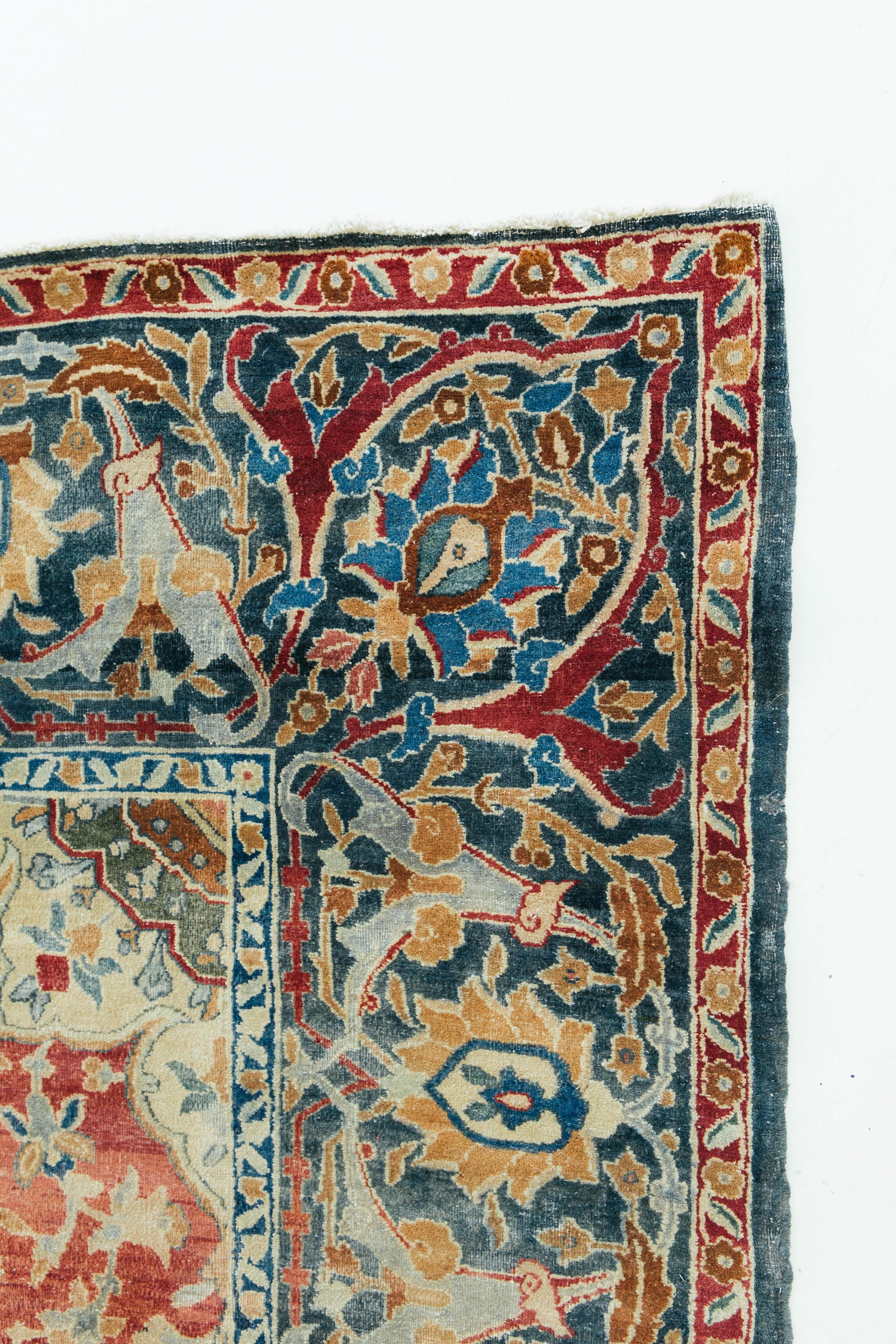 Antiker indischer Agra-Teppich (Handgeknüpft)