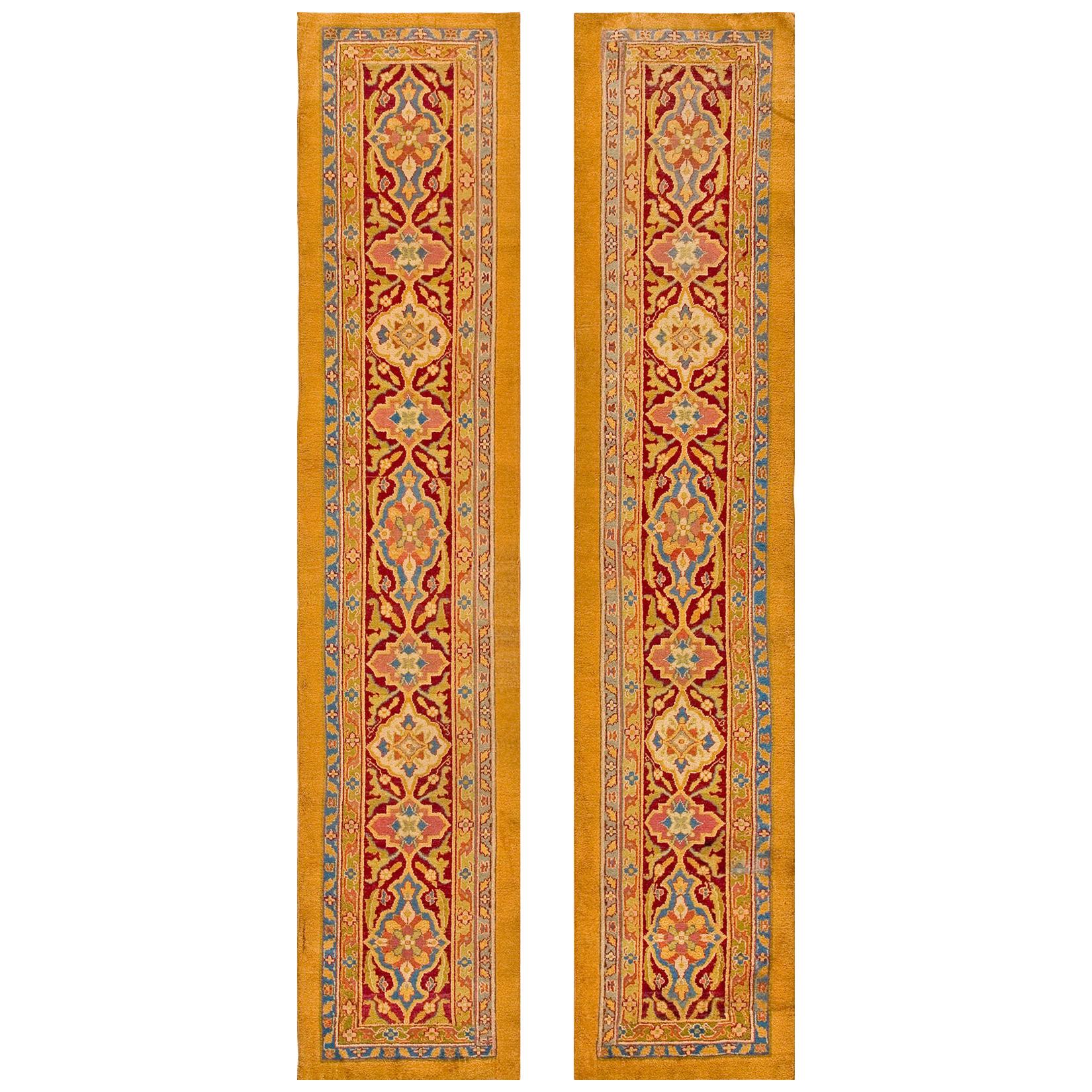 Early 20th Century Pair of N. Indian Agra Carpets ( 2'6" x 12' - 76 x 366 )  For Sale