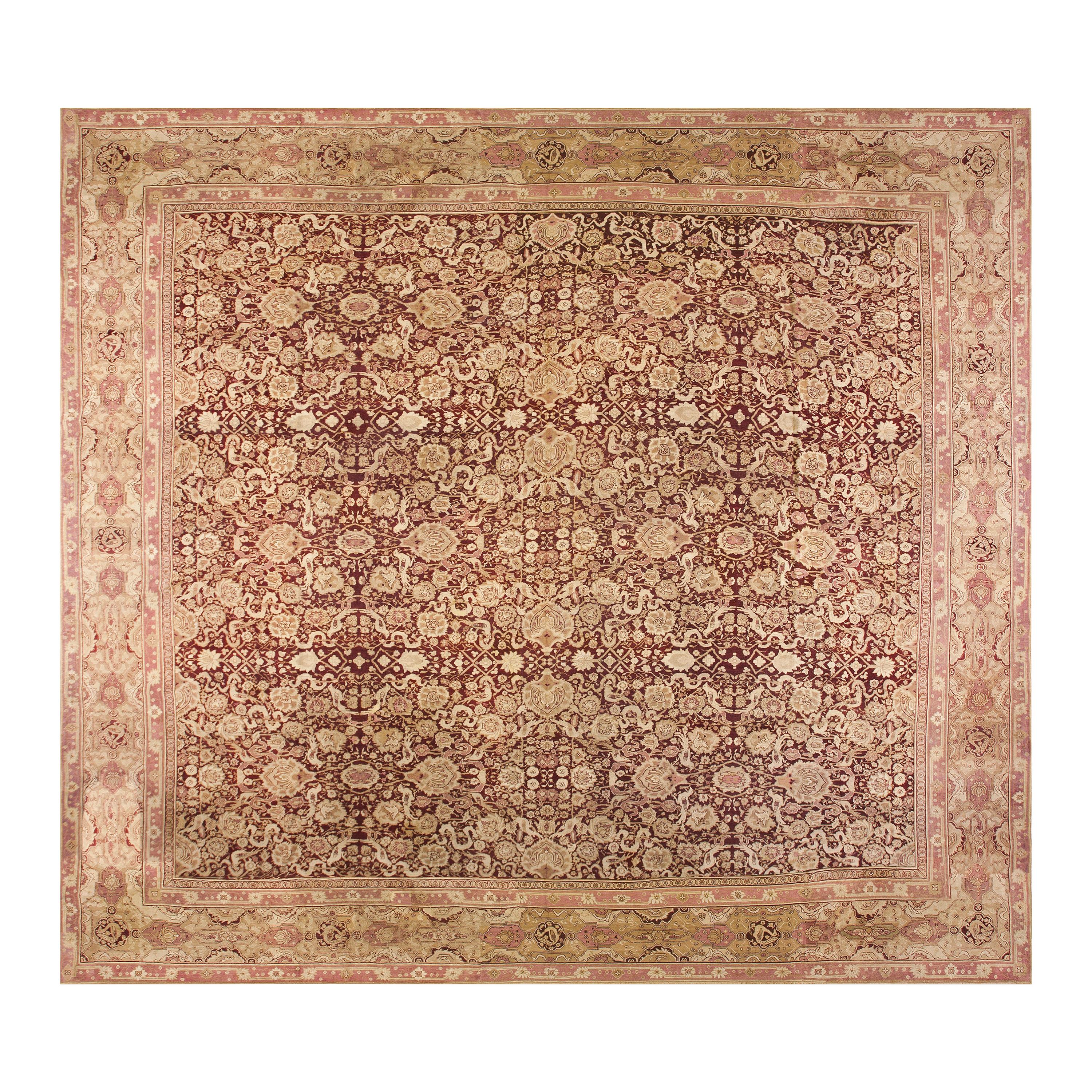 Mid 19th Century Indian Agra Carpet ( 15'8" x 17' - 477 x 518 ) For Sale