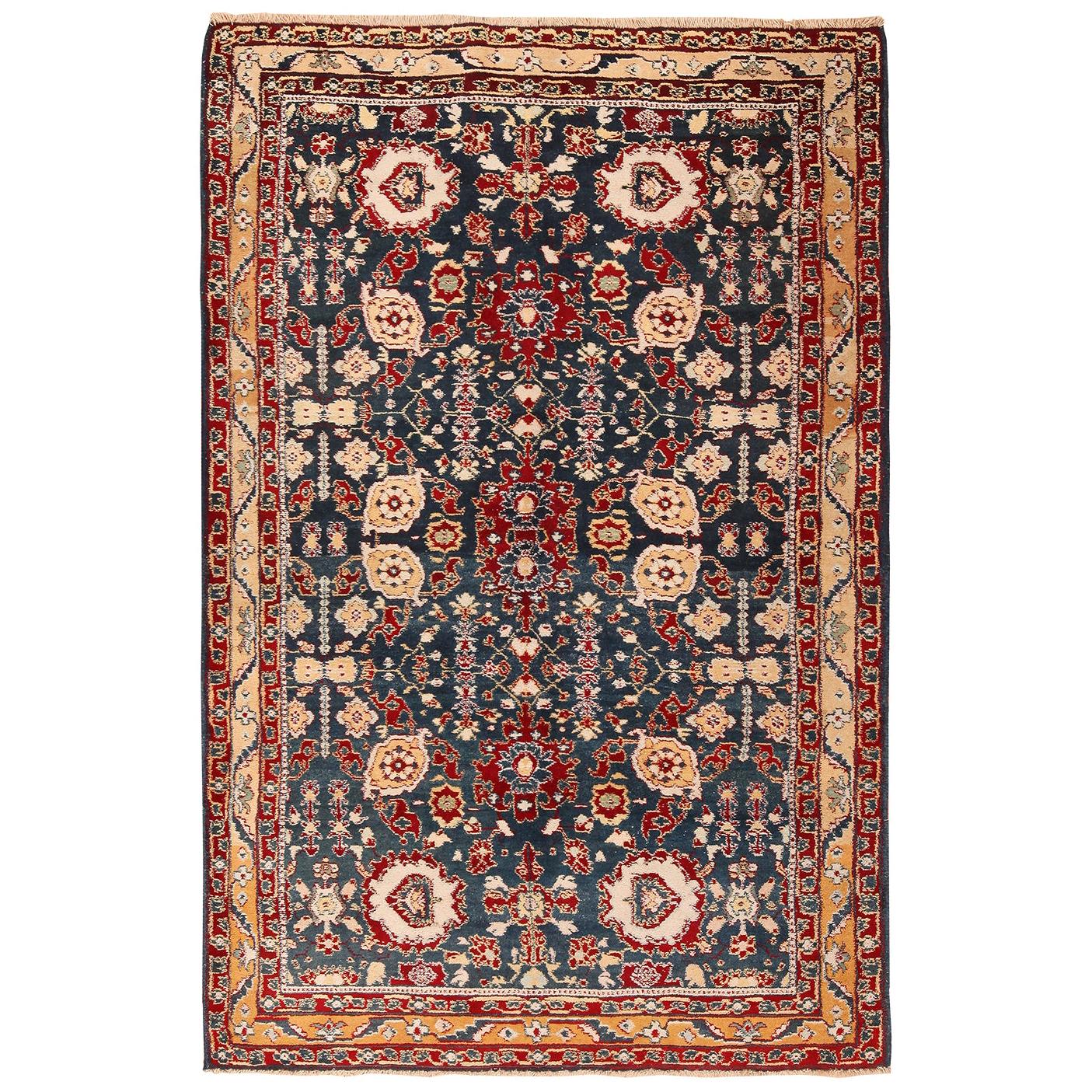 Jewel-Tone Antique Indian Agra Rug at 1stDibs