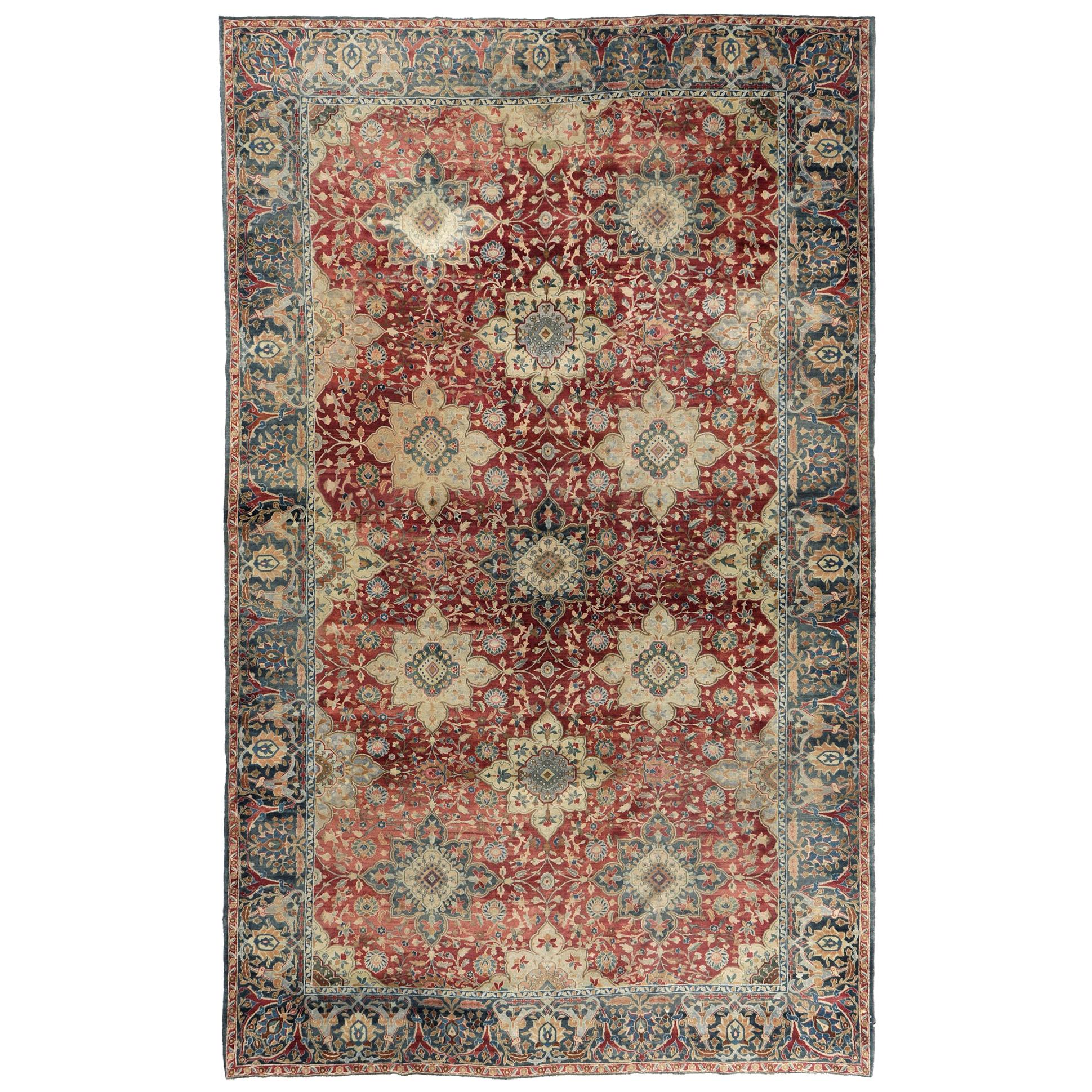 Antique Indian Agra Rug