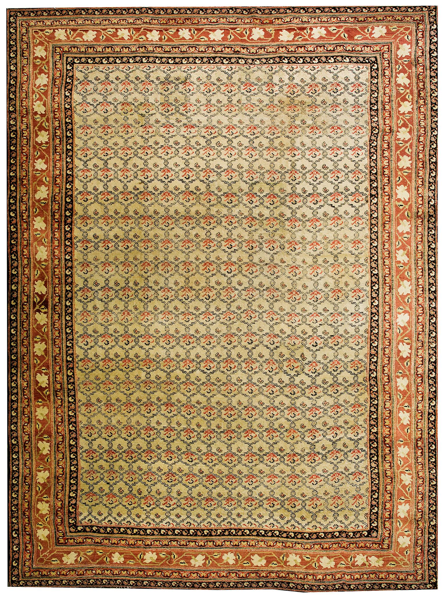 19th Century N. Indian Agra Carpet ( 10'8" x14'8" - 325 x 447 ) For Sale