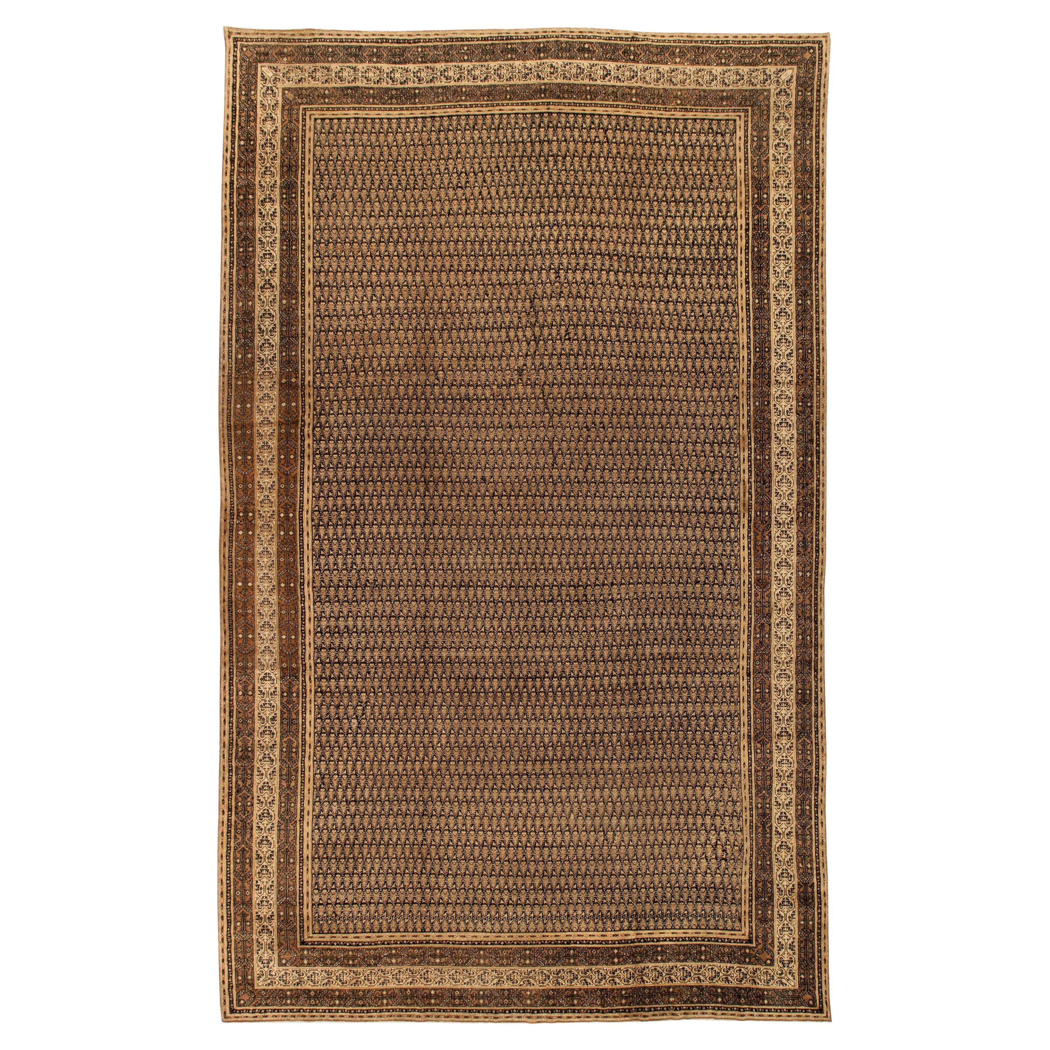 Doris Leslie Blau Antique Indian Agra Brown Hand Knotted Wool Rug