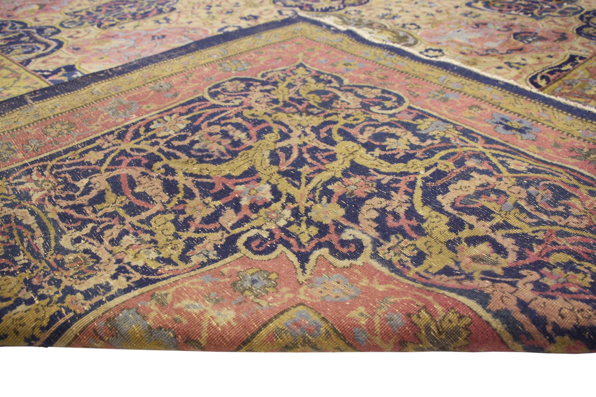 Hand-Knotted Oversized Antique Indian Agra Rug, Hotel Lobby Size Carpet For Sale