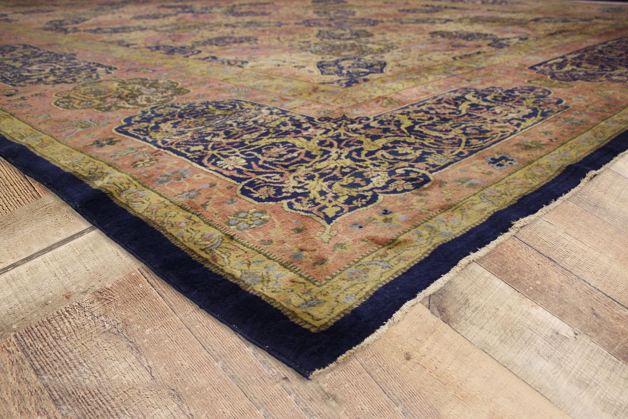 Oversized Antique Indian Agra Rug, Hotel Lobby Size Carpet In Good Condition For Sale In Dallas, TX