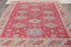 Antique Indian Agra Rug in All over Red, Blue, Medallion Pattern by Rug & Kilim