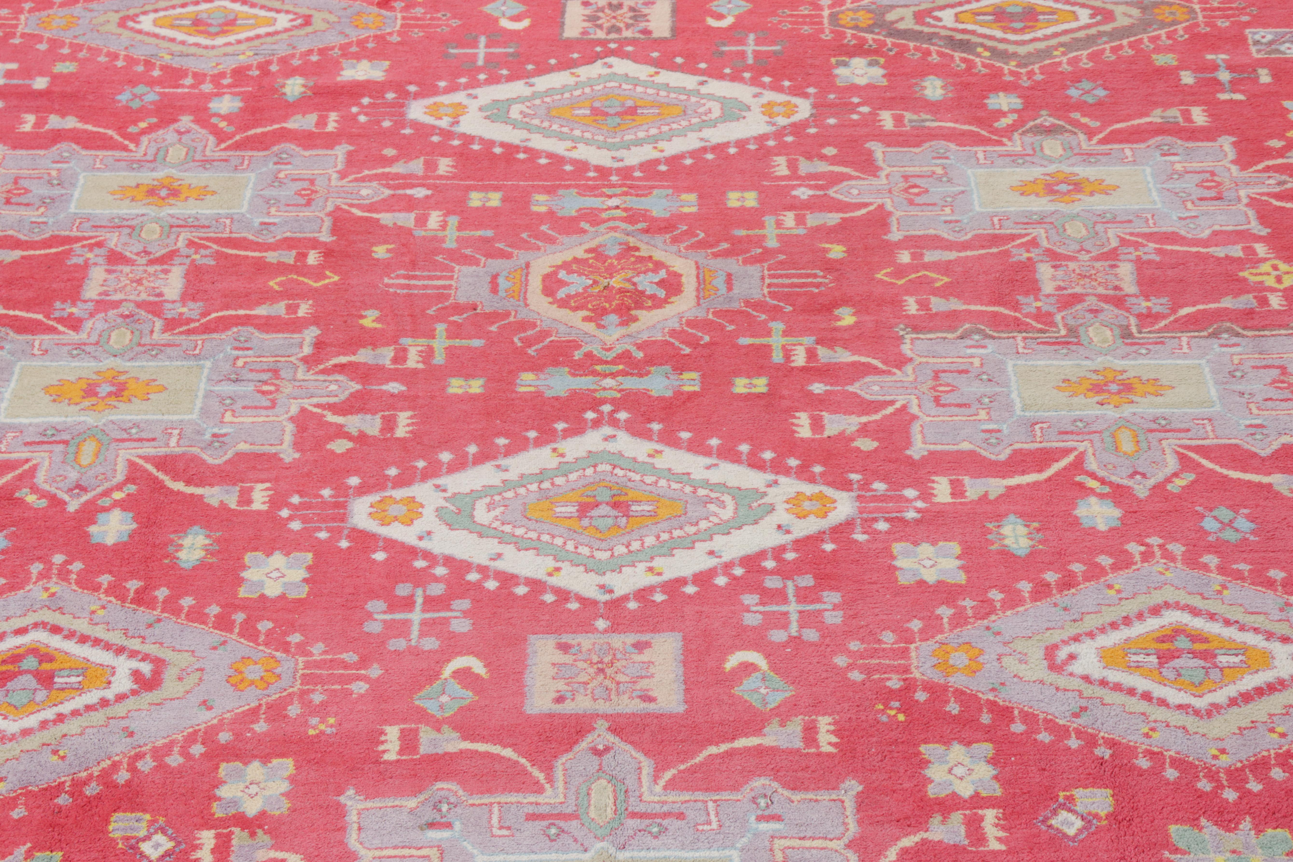 Antique Indian Agra Rug in All over Red, Blue, Medallion Pattern by Rug & Kilim In Good Condition For Sale In Long Island City, NY