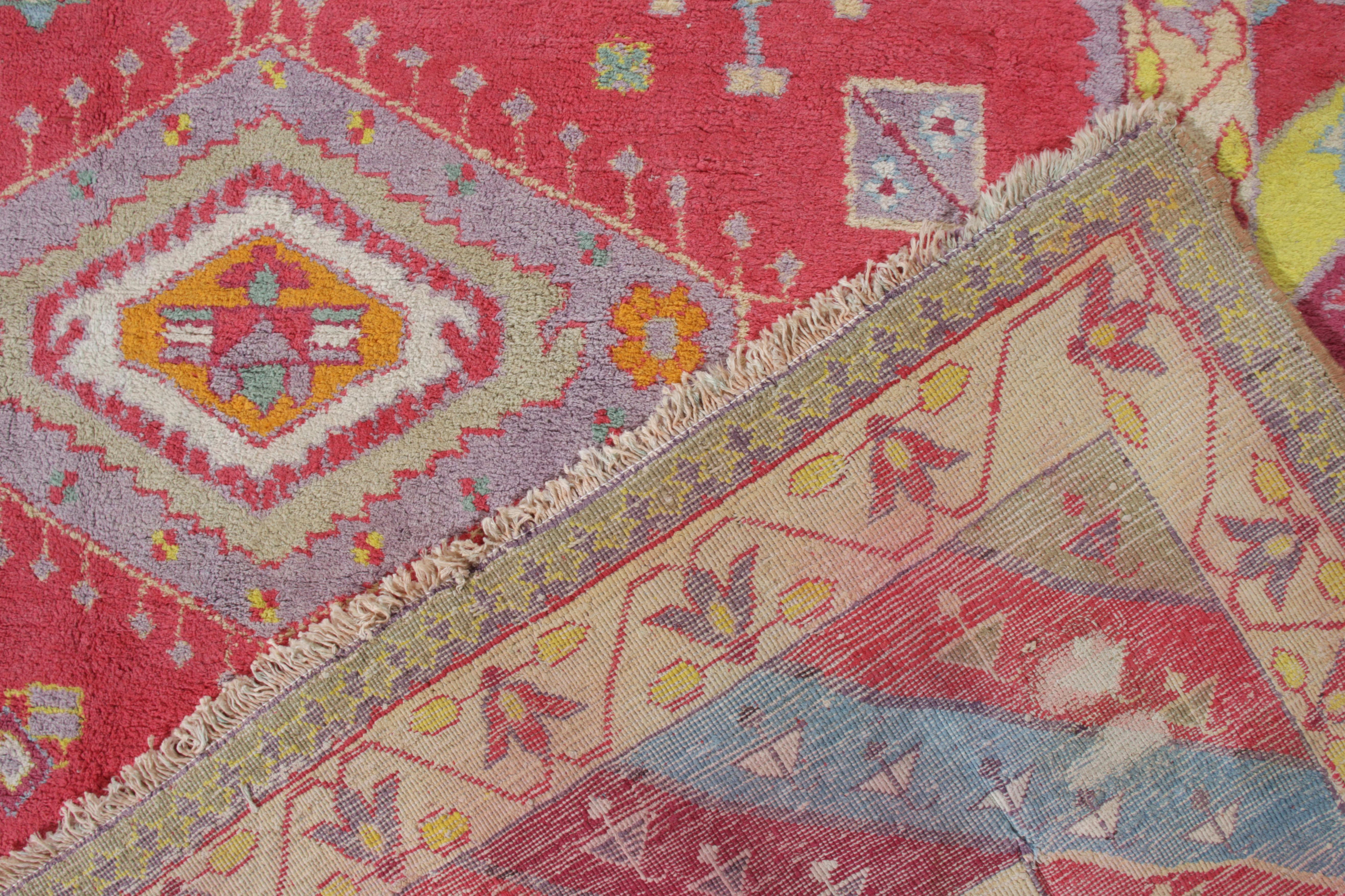 Early 20th Century Antique Indian Agra Rug in All over Red, Blue, Medallion Pattern by Rug & Kilim For Sale